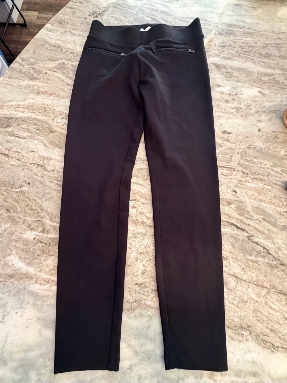 Daily Ritual Black Ponte Knit Pull On Pants Zip Pocket Medium